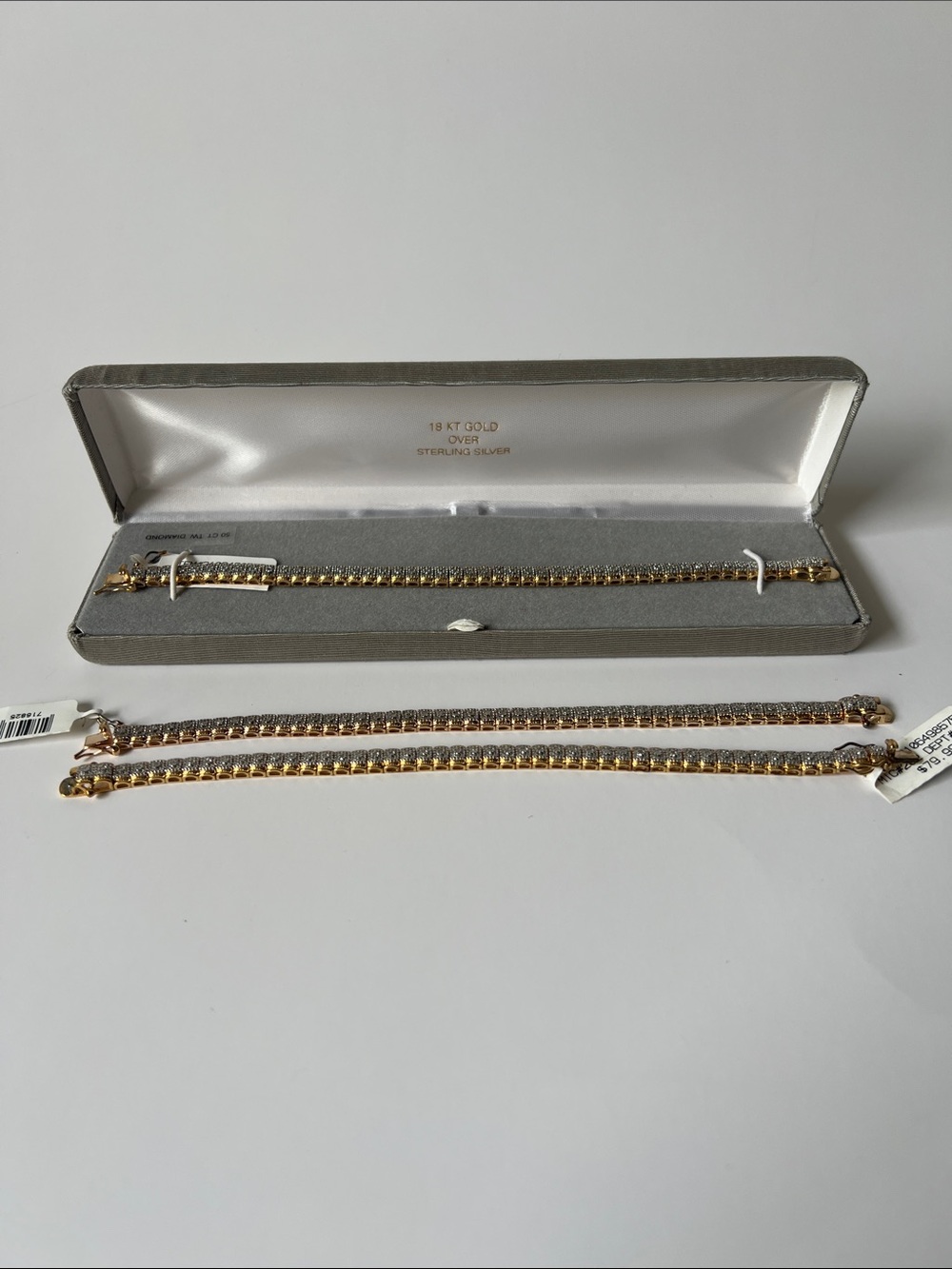 18K Gold Over Sterling Silver Tennis Bracelet - Gold 1 piece